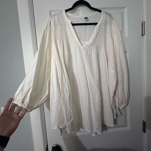Old Navy Cream Blouse with V-Neck